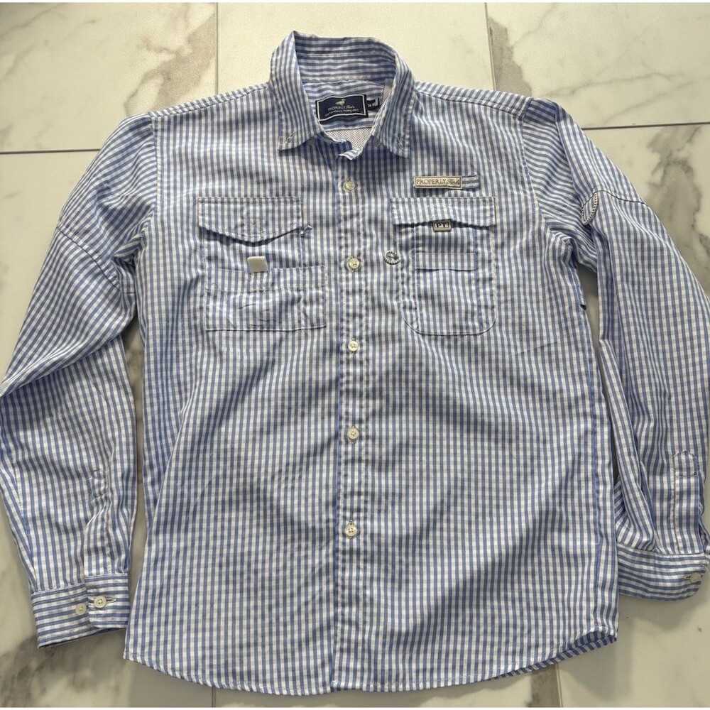 Properly Tied Boys Fishing Shirt Sz 14-16